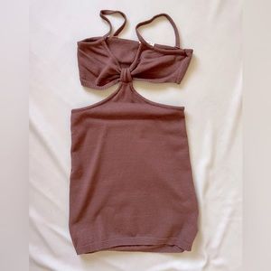 VERGE GIRL Brown Knit Cutout Mini Dress